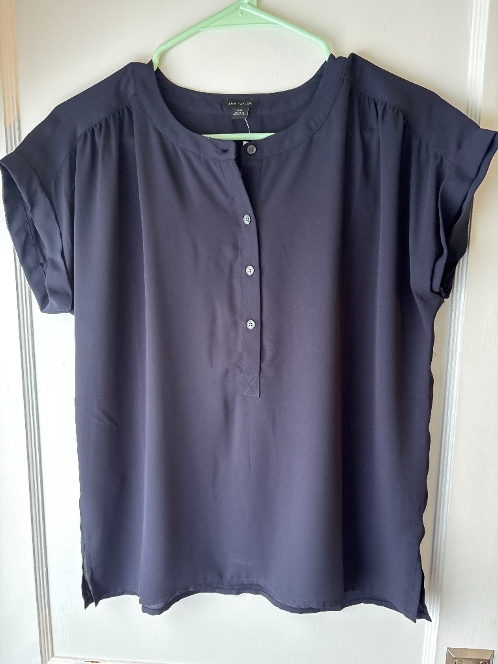 Ann Taylor Drop Shoulder Popover, Navy, Sz XXS, NWT